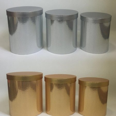 صندوق اسطواني ثلاث قطع حجم وسط لامع